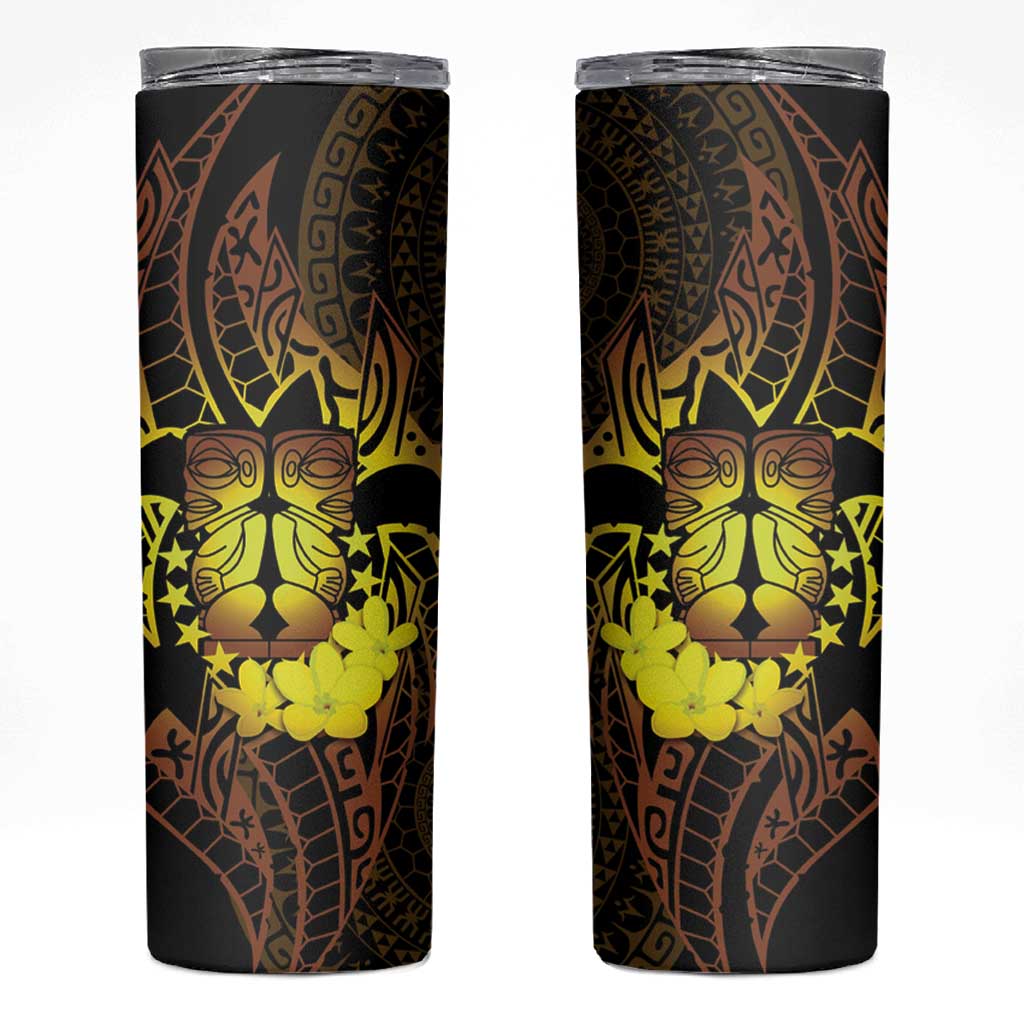 Kia Orana Kuki Airani Skinny Tumbler Cook Islands Tangaroa God Tatau Gold