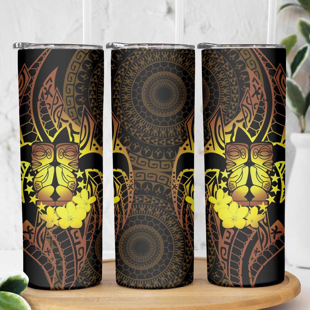 Kia Orana Kuki Airani Skinny Tumbler Cook Islands Tangaroa God Tatau Gold