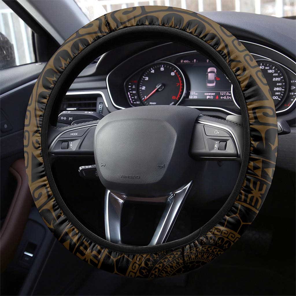 Kia Orana Kuki Airani Steering Wheel Cover Cook Islands Tangaroa God Tatau Gold