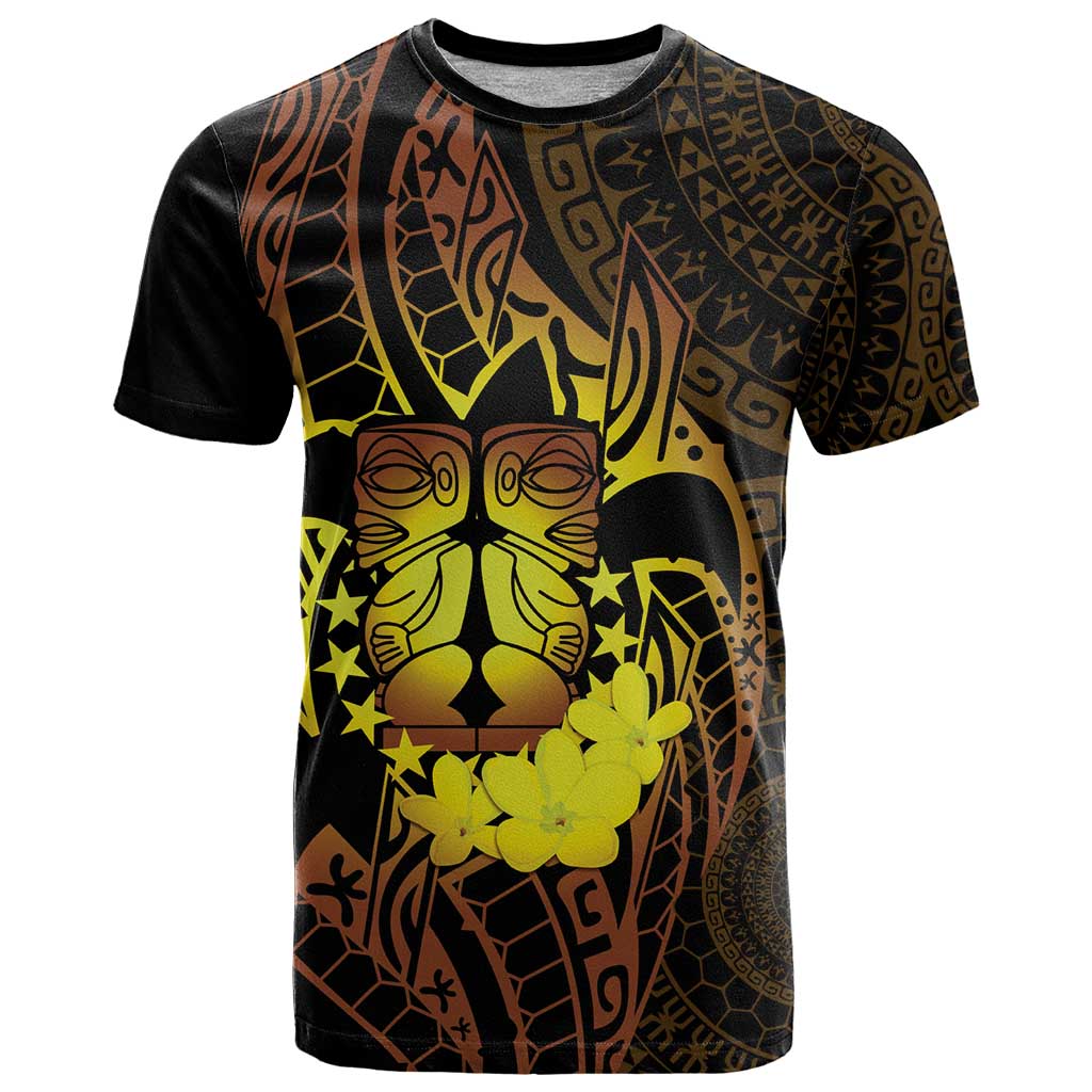 Kia Orana Kuki Airani T Shirt Cook Islands Tangaroa God Tatau Gold