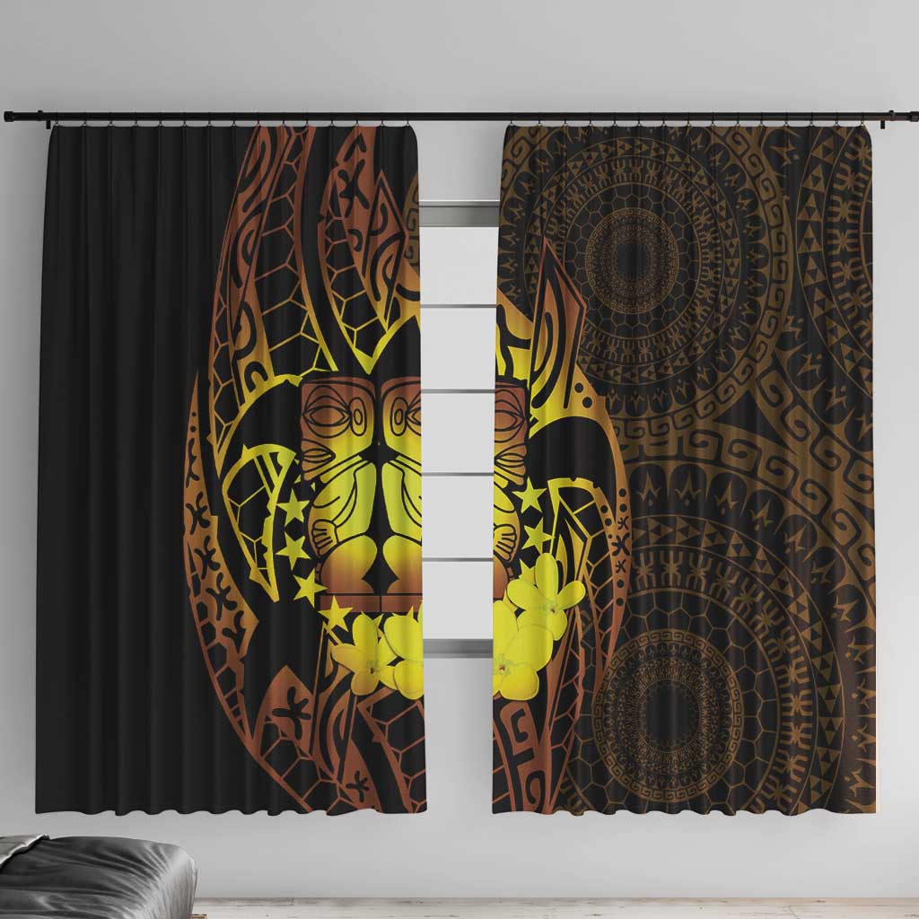 Kia Orana Kuki Airani Window Curtain Cook Islands Tangaroa God Tatau Gold