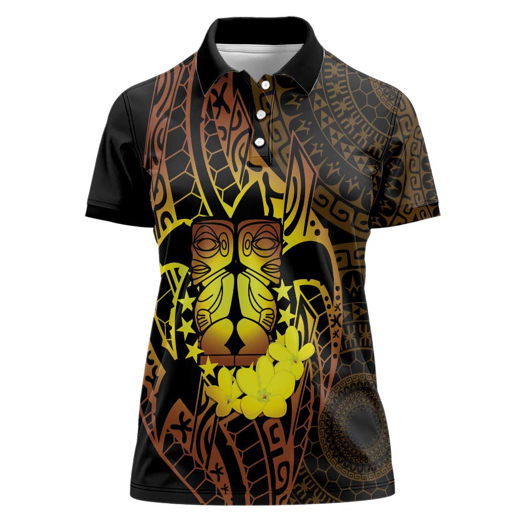 Kia Orana Kuki Airani Women Polo Shirt Cook Islands Tangaroa God Tatau Gold