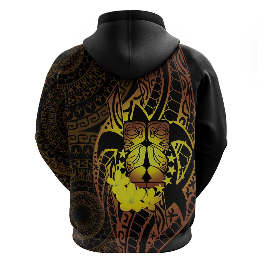 Kia Orana Kuki Airani Zip Hoodie Cook Islands Tangaroa God Tatau Gold