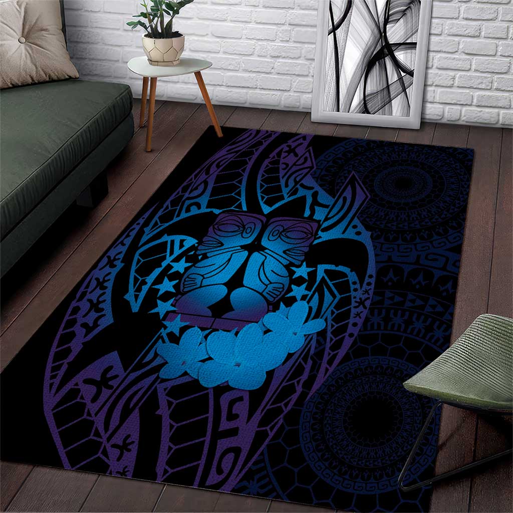 Kia Orana Kuki Airani Area Rug Cook Islands Tangaroa God Tatau Purple