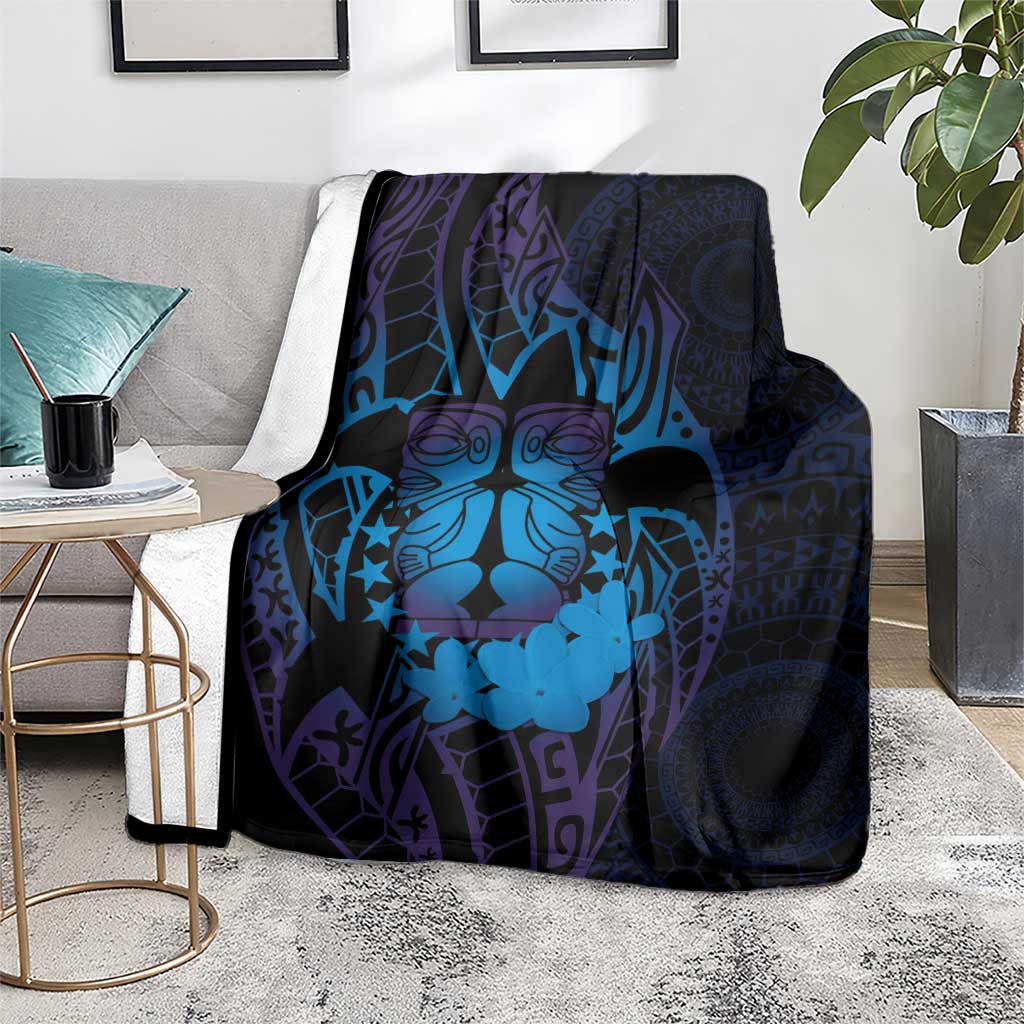 Kia Orana Kuki Airani Blanket Cook Islands Tangaroa God Tatau Purple
