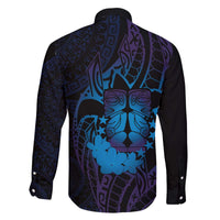 Kia Orana Kuki Airani Family Matching Off The Shoulder Long Sleeve Dress and Hawaiian Shirt Cook Islands Tangaroa God Tatau Purple