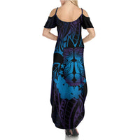 Kia Orana Kuki Airani Family Matching Summer Maxi Dress and Hawaiian Shirt Cook Islands Tangaroa God Tatau Purple