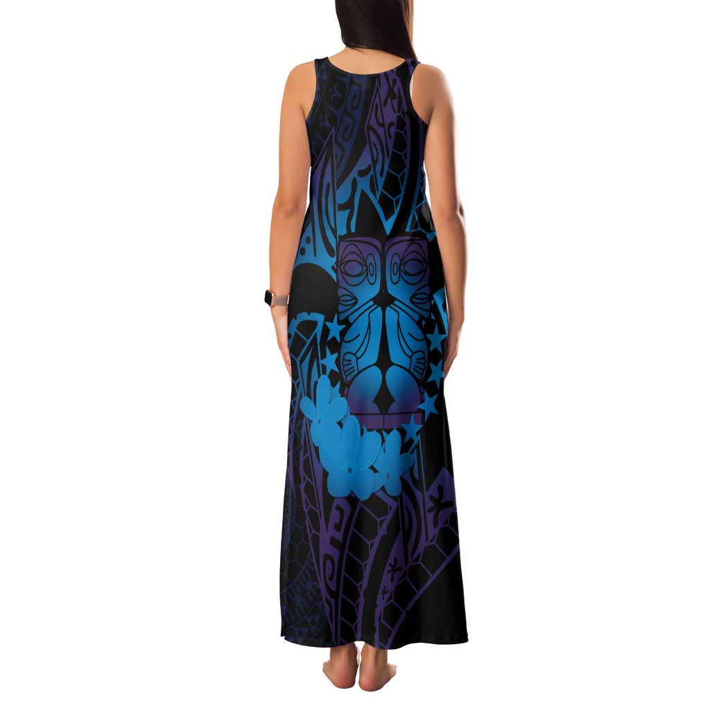 Kia Orana Kuki Airani Family Matching Tank Maxi Dress and Hawaiian Shirt Cook Islands Tangaroa God Tatau Purple