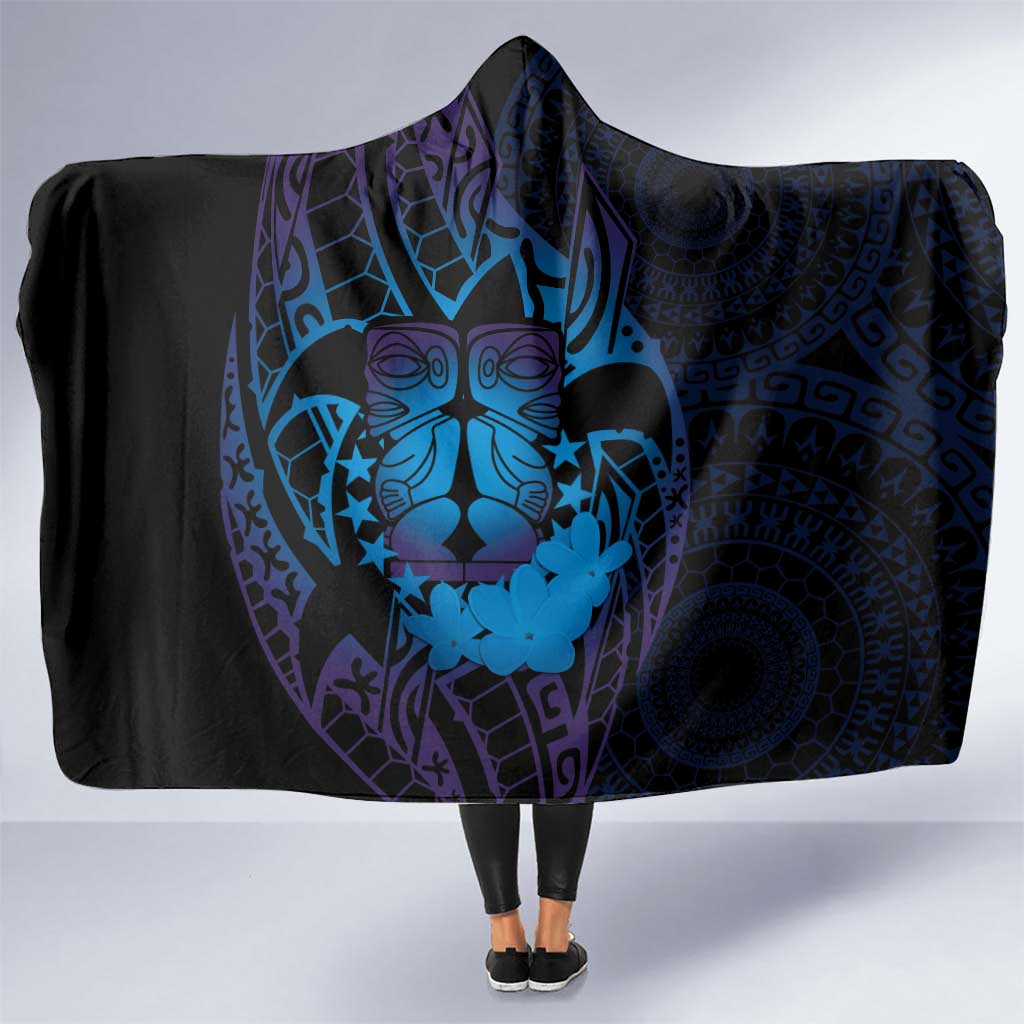 Kia Orana Kuki Airani Hooded Blanket Cook Islands Tangaroa God Tatau Purple LT14 One Size Purple - Polynesian Pride