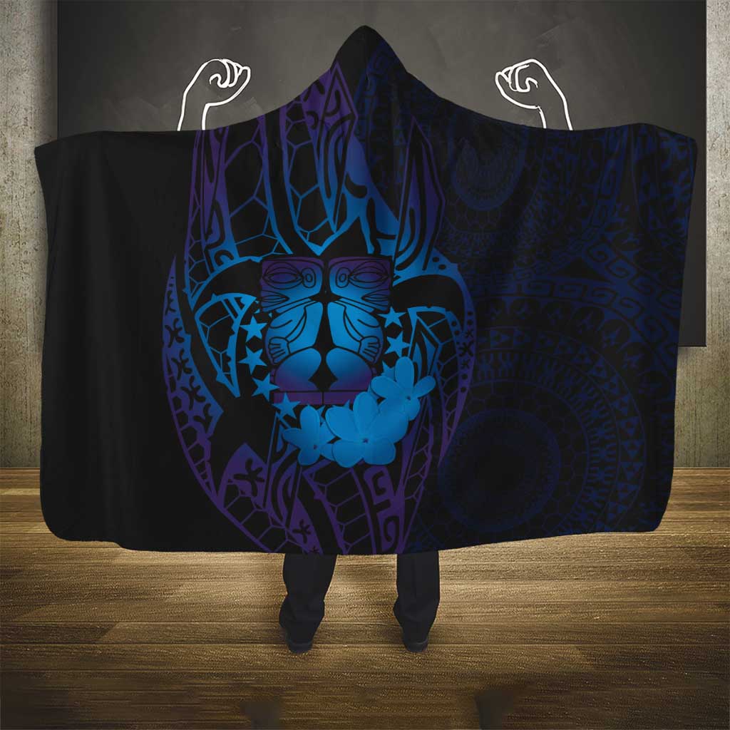 Kia Orana Kuki Airani Hooded Blanket Cook Islands Tangaroa God Tatau Purple LT14 - Polynesian Pride