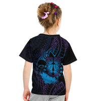 Kia Orana Kuki Airani Kid T Shirt Cook Islands Tangaroa God Tatau Purple