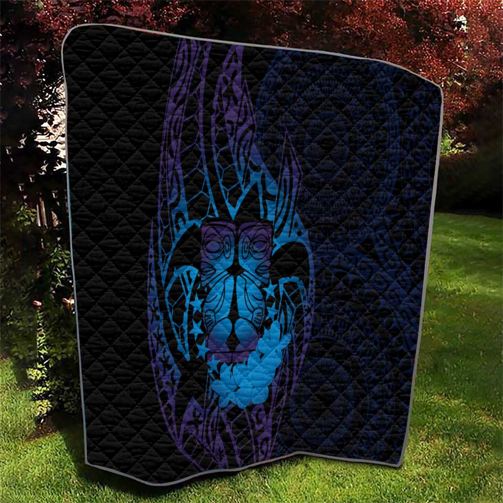 Kia Orana Kuki Airani Quilt Cook Islands Tangaroa God Tatau Purple