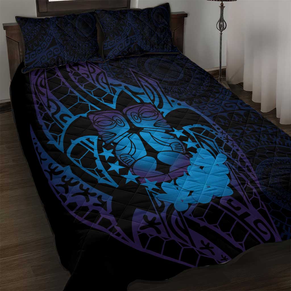 Kia Orana Kuki Airani Quilt Bed Set Cook Islands Tangaroa God Tatau Purple