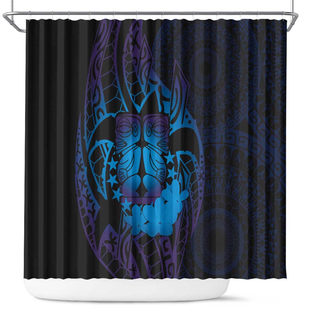 Kia Orana Kuki Airani Shower Curtain Cook Islands Tangaroa God Tatau Purple