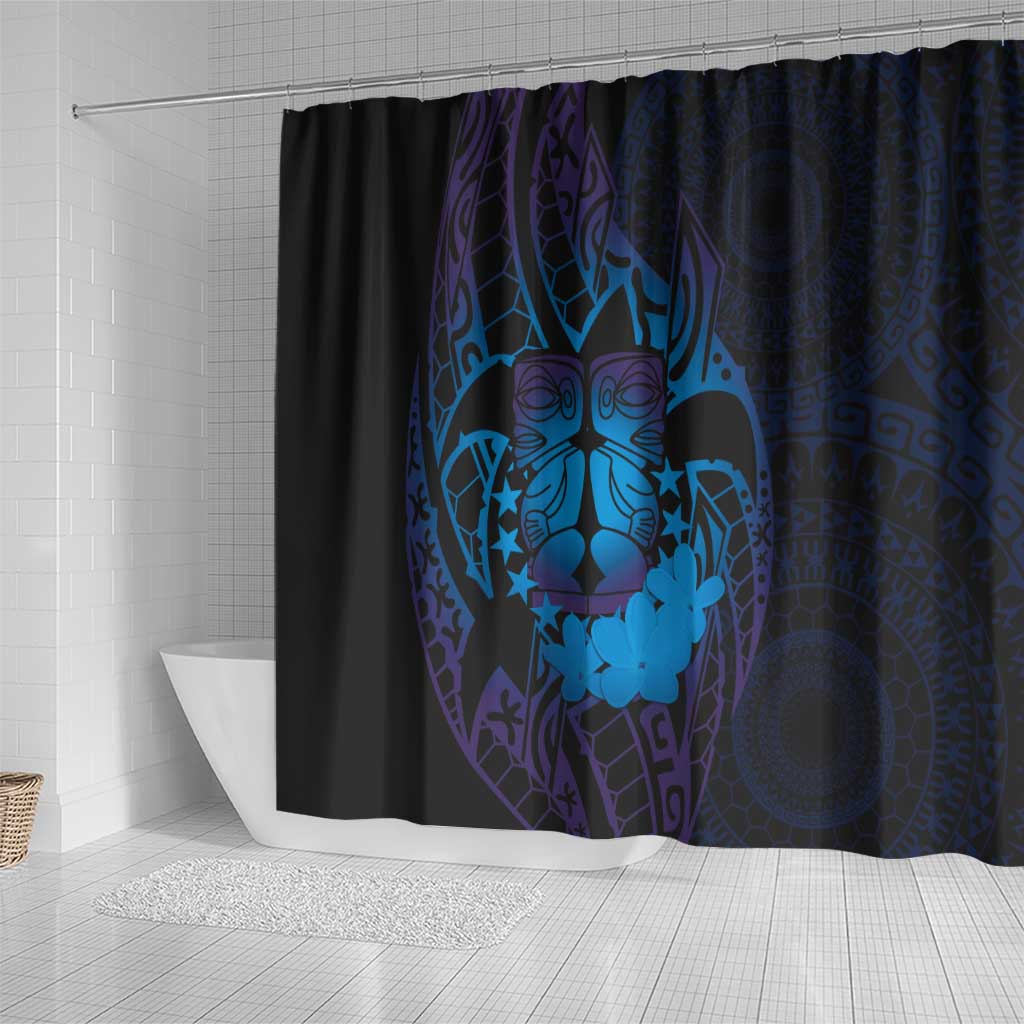 Kia Orana Kuki Airani Shower Curtain Cook Islands Tangaroa God Tatau Purple