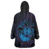 Kia Orana Kuki Airani Wearable Blanket Hoodie Cook Islands Tangaroa God Tatau Purple