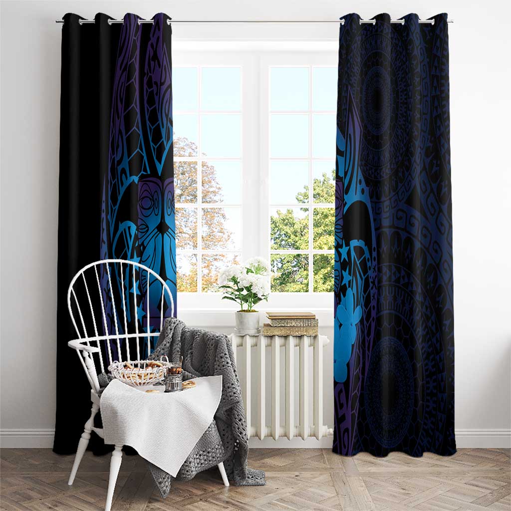 Kia Orana Kuki Airani Window Curtain Cook Islands Tangaroa God Tatau Purple