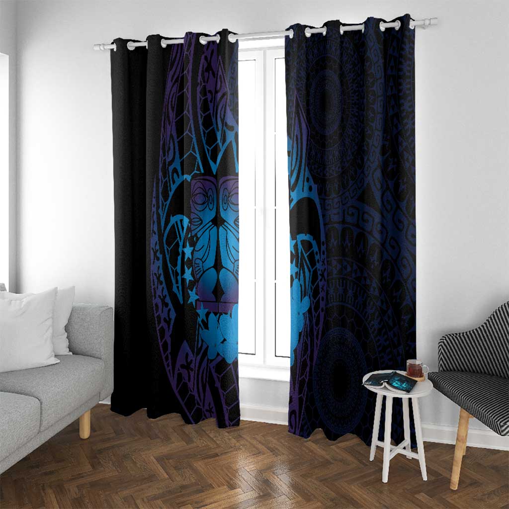 Kia Orana Kuki Airani Window Curtain Cook Islands Tangaroa God Tatau Purple