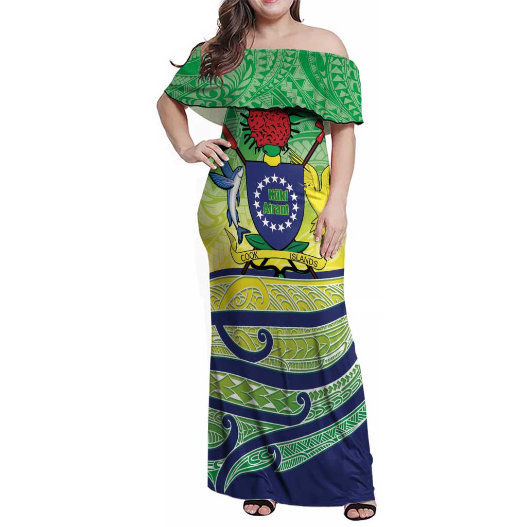Te Maeva Nui Cook Islands Family Matching Off Shoulder Maxi Dress and Hawaiian Shirt 60th Independence Anniversary Proud