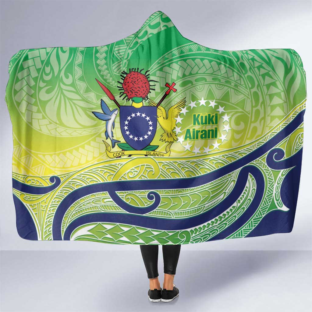 Te Maeva Nui Cook Islands Hooded Blanket 60th Independence Anniversary Proud LT14 One Size Green - Polynesian Pride