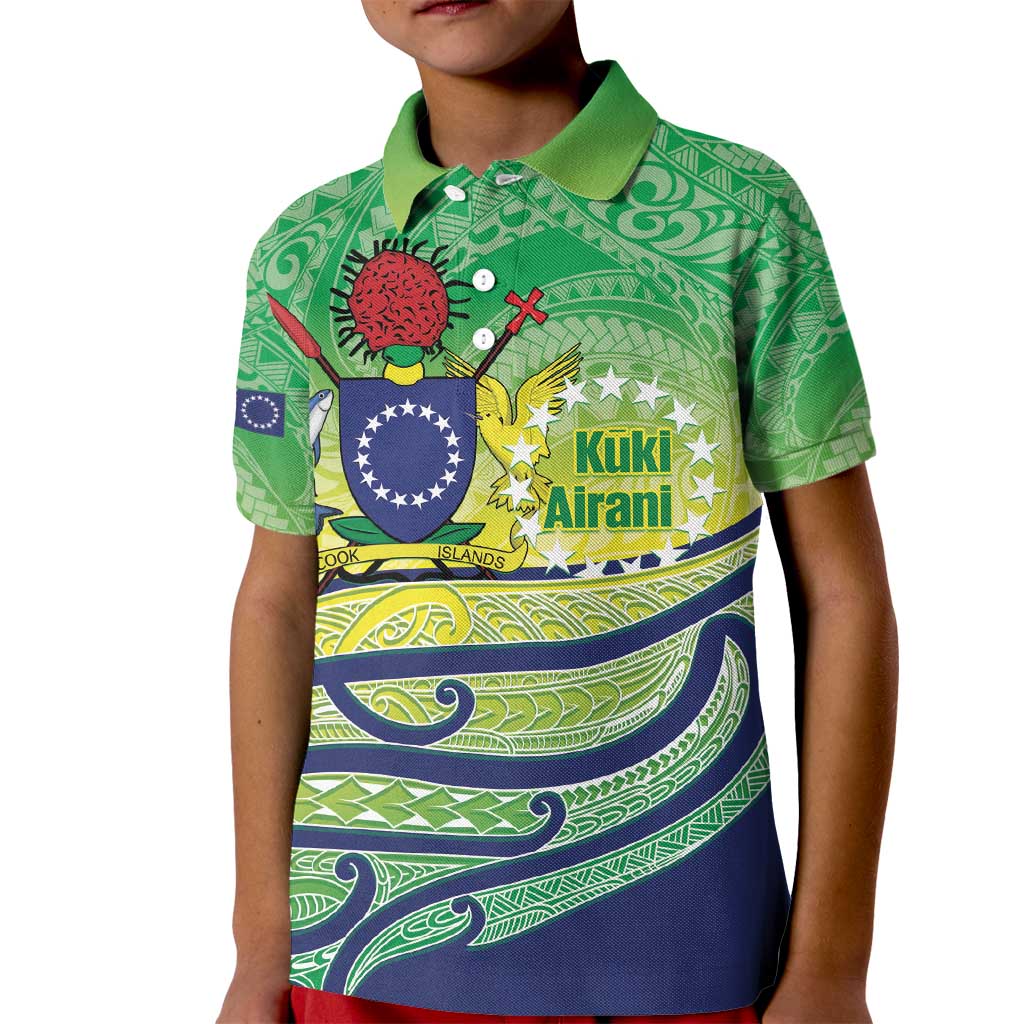 Te Maeva Nui Cook Islands Kid Polo Shirt 60th Independence Anniversary Proud LT14 Kid Green - Polynesian Pride