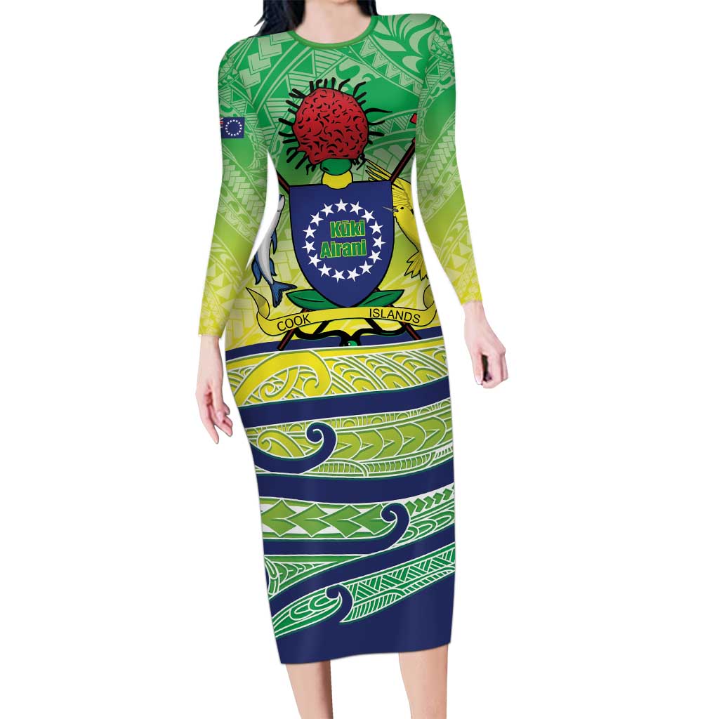 Te Maeva Nui Cook Islands Long Sleeve Bodycon Dress 60th Independence Anniversary Proud