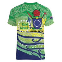 Te Maeva Nui Cook Islands Women V-Neck T-Shirt 60th Independence Anniversary Proud LT14 - Polynesian Pride
