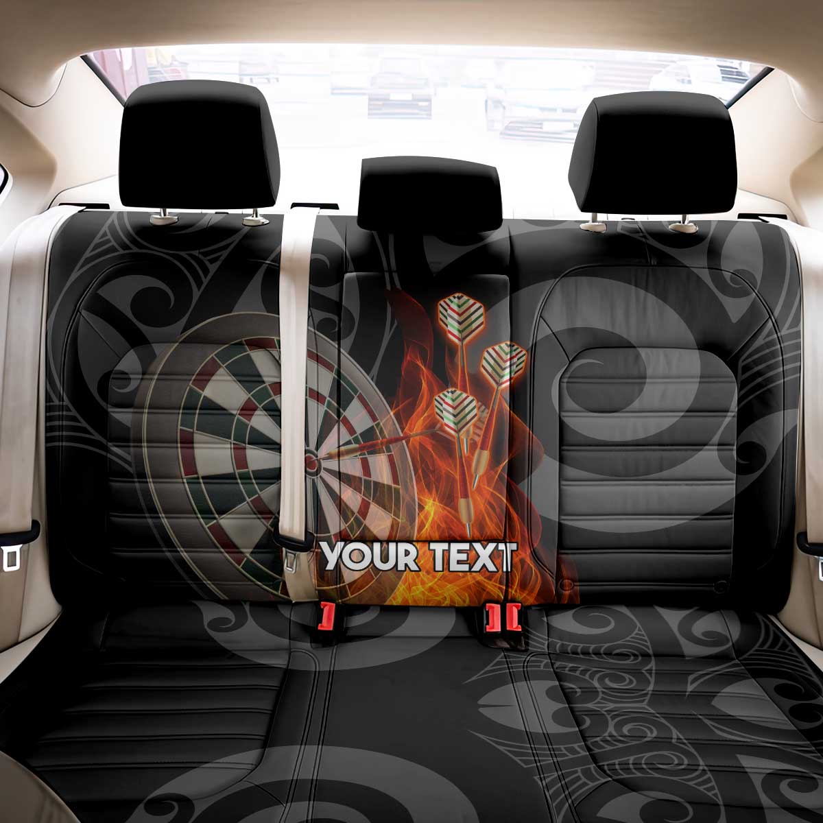 Personalised Aotearoa Darts Back Car Seat Cover Maori Koru Flaming Dartboard
