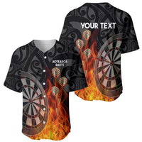 Personalised Aotearoa Darts Baseball Jersey Maori Koru Flaming Dartboard