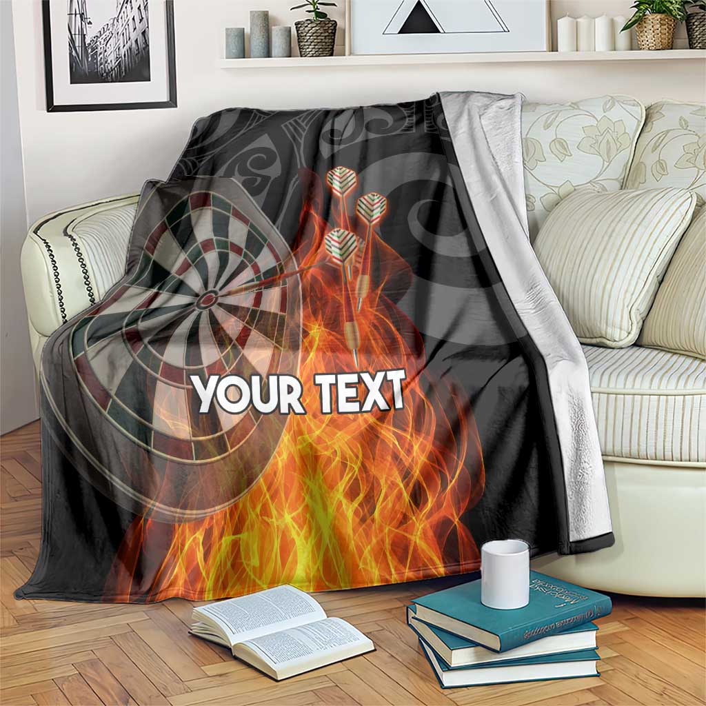 Personalised Aotearoa Darts Blanket Maori Koru Flaming Dartboard