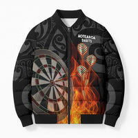Personalised Aotearoa Darts Bomber Puffer Jacket Maori Koru Flaming Dartboard - Polynesian Pride