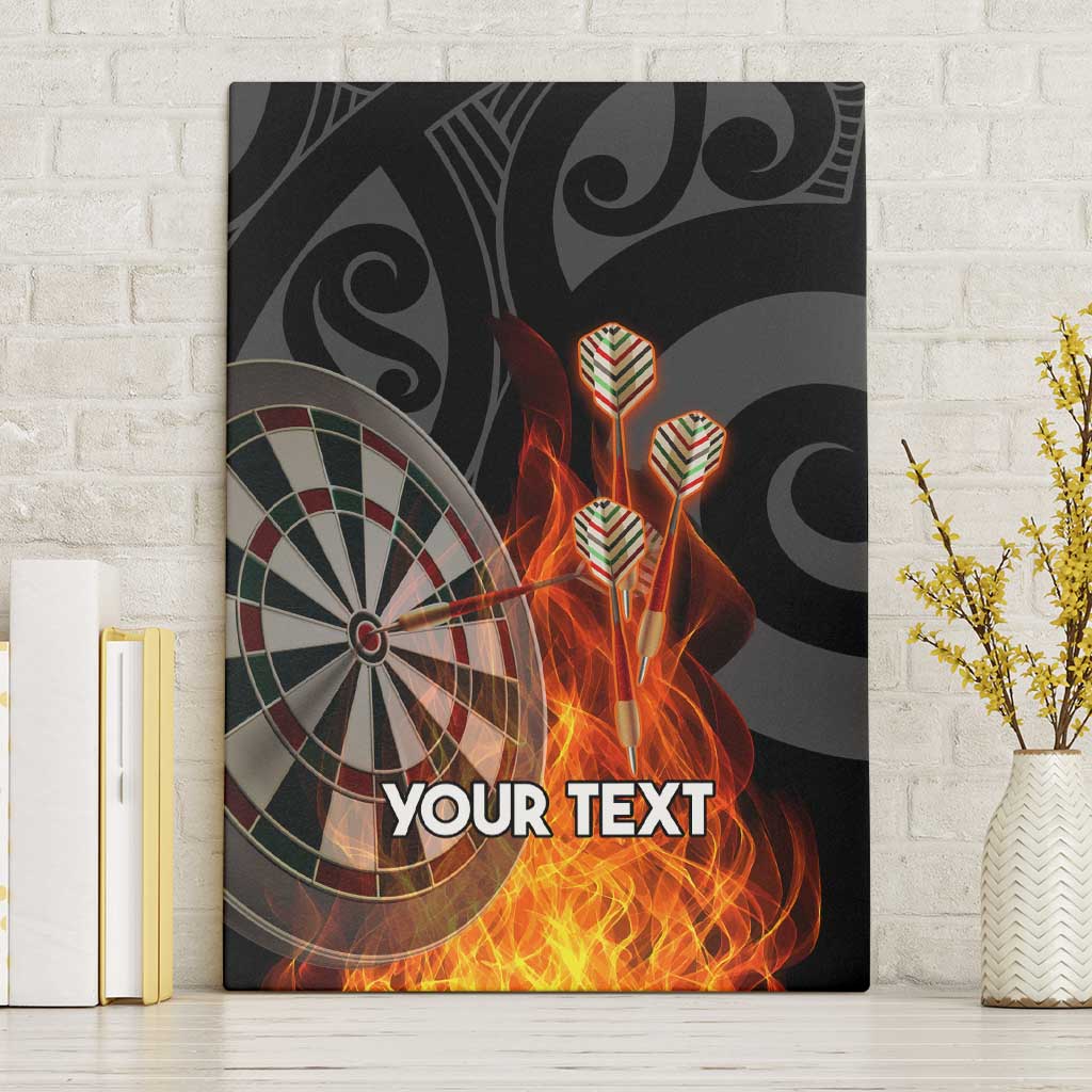 Personalised Aotearoa Darts Canvas Wall Art Maori Koru Flaming Dartboard