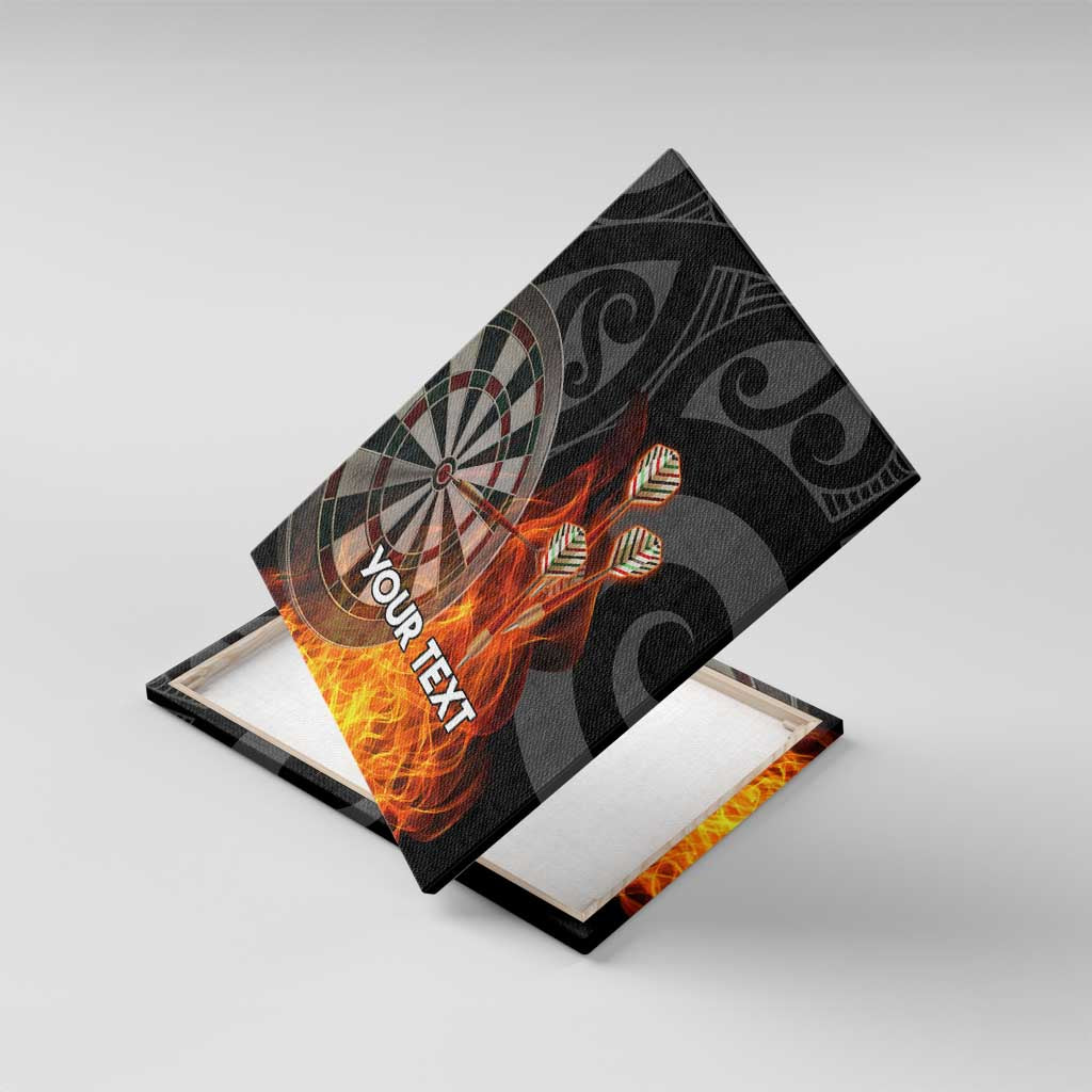 Personalised Aotearoa Darts Canvas Wall Art Maori Koru Flaming Dartboard