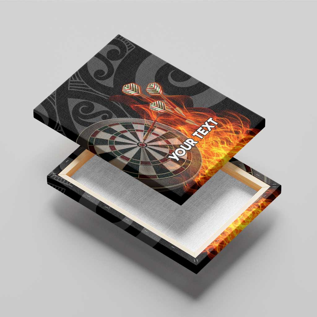 Personalised Aotearoa Darts Canvas Wall Art Maori Koru Flaming Dartboard