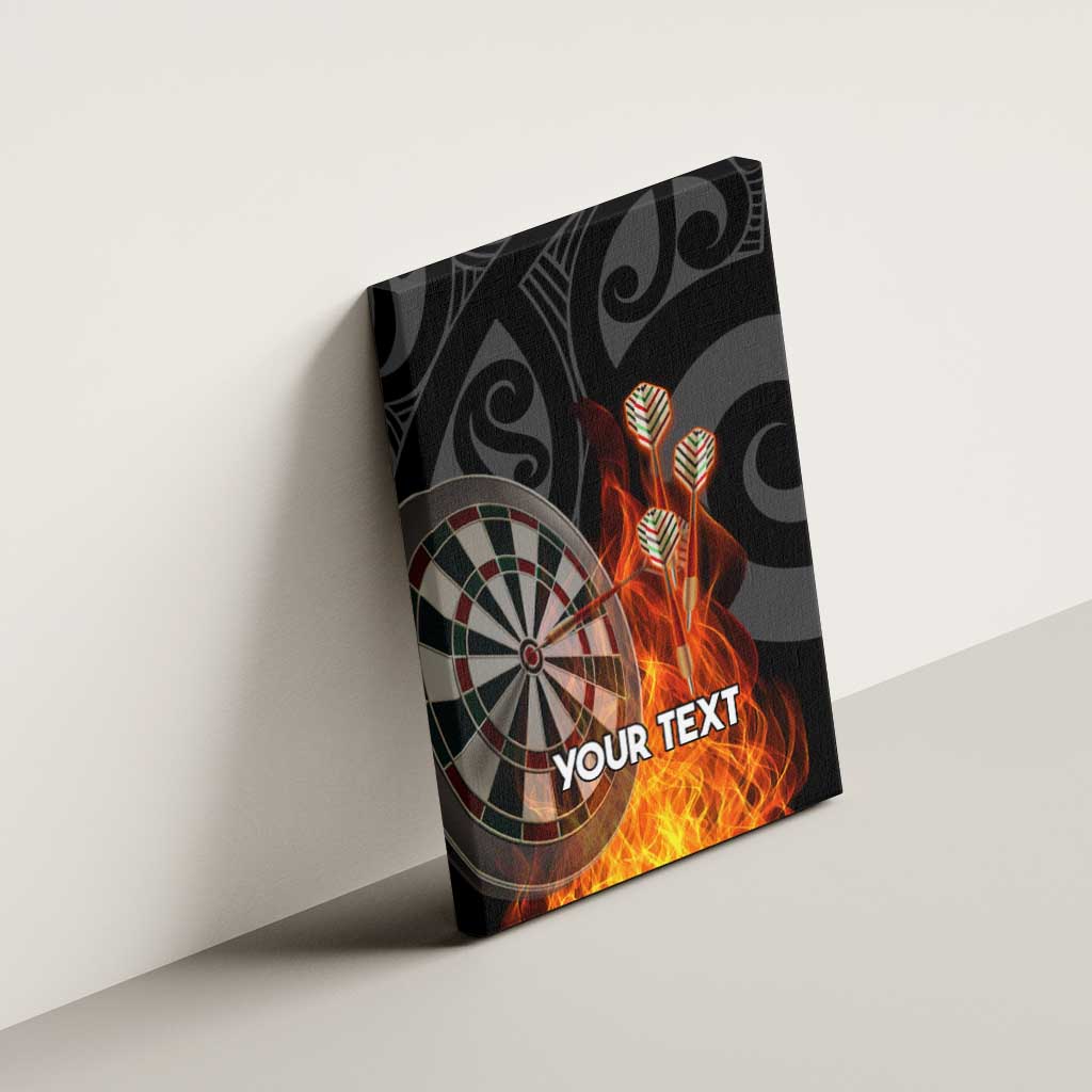 Personalised Aotearoa Darts Canvas Wall Art Maori Koru Flaming Dartboard