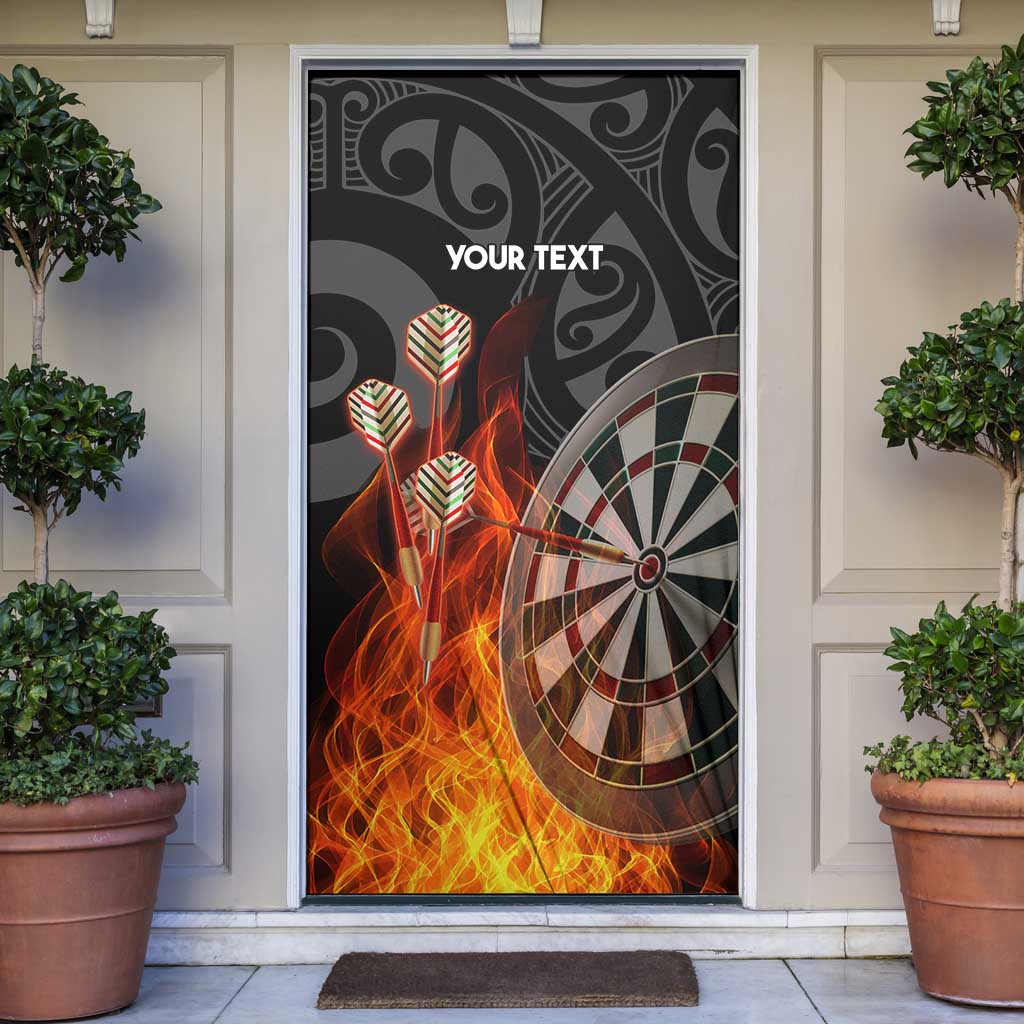Personalised Aotearoa Darts Door Cover Maori Koru Flaming Dartboard - Polynesian Pride