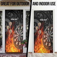 Personalised Aotearoa Darts Door Cover Maori Koru Flaming Dartboard - Polynesian Pride