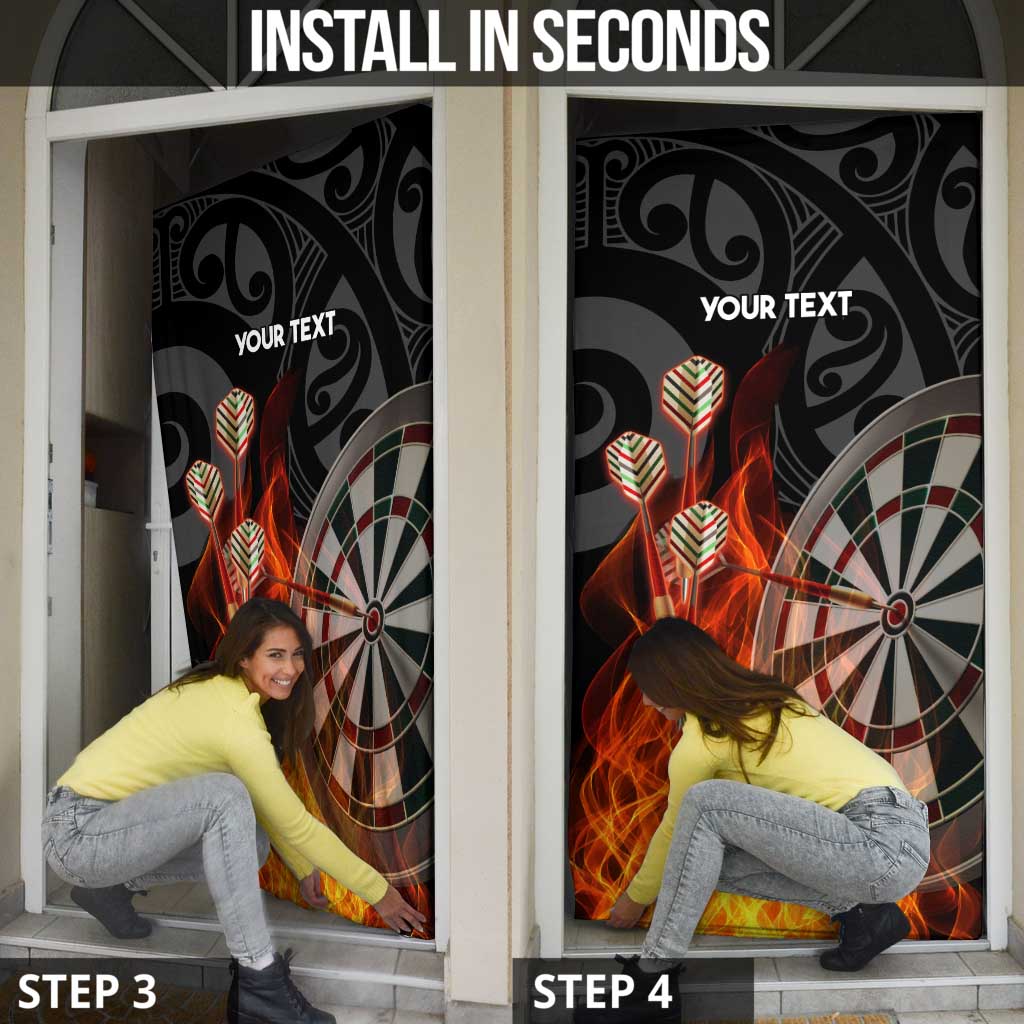 Personalised Aotearoa Darts Door Cover Maori Koru Flaming Dartboard - Polynesian Pride