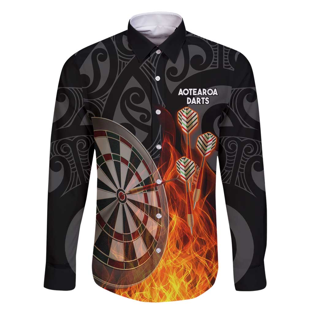 Personalised Aotearoa Darts Family Matching Mermaid Dress and Hawaiian Shirt Maori Koru Flaming Dartboard