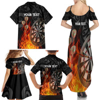Personalised Aotearoa Darts Family Matching Summer Maxi Dress and Hawaiian Shirt Maori Koru Flaming Dartboard