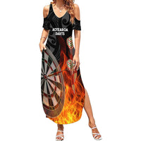 Personalised Aotearoa Darts Family Matching Summer Maxi Dress and Hawaiian Shirt Maori Koru Flaming Dartboard