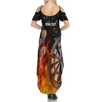 Personalised Aotearoa Darts Family Matching Summer Maxi Dress and Hawaiian Shirt Maori Koru Flaming Dartboard