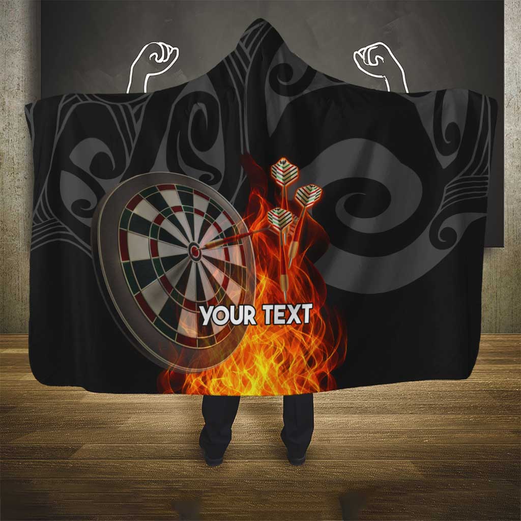 Personalised Aotearoa Darts Hooded Blanket Maori Koru Flaming Dartboard LT14 - Polynesian Pride