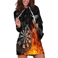Personalised Aotearoa Darts Hoodie Dress Maori Koru Flaming Dartboard