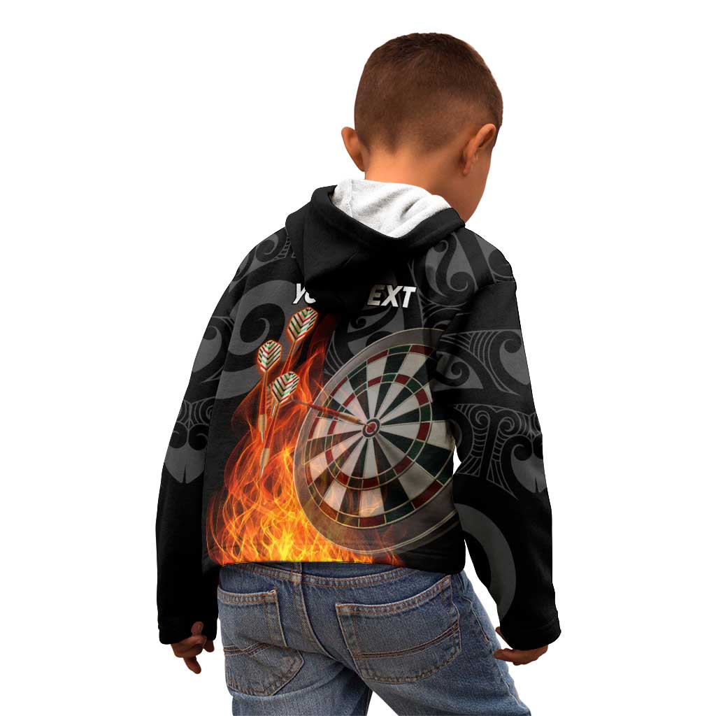 Personalised Aotearoa Darts Kid Hoodie Maori Koru Flaming Dartboard LT14 - Polynesian Pride