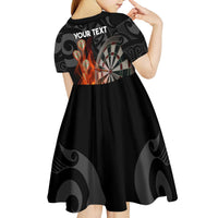 Personalised Aotearoa Darts Kid Short Sleeve Dress Maori Koru Flaming Dartboard LT14 - Polynesian Pride