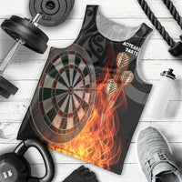 Personalised Aotearoa Darts Men Tank Top Maori Koru Flaming Dartboard