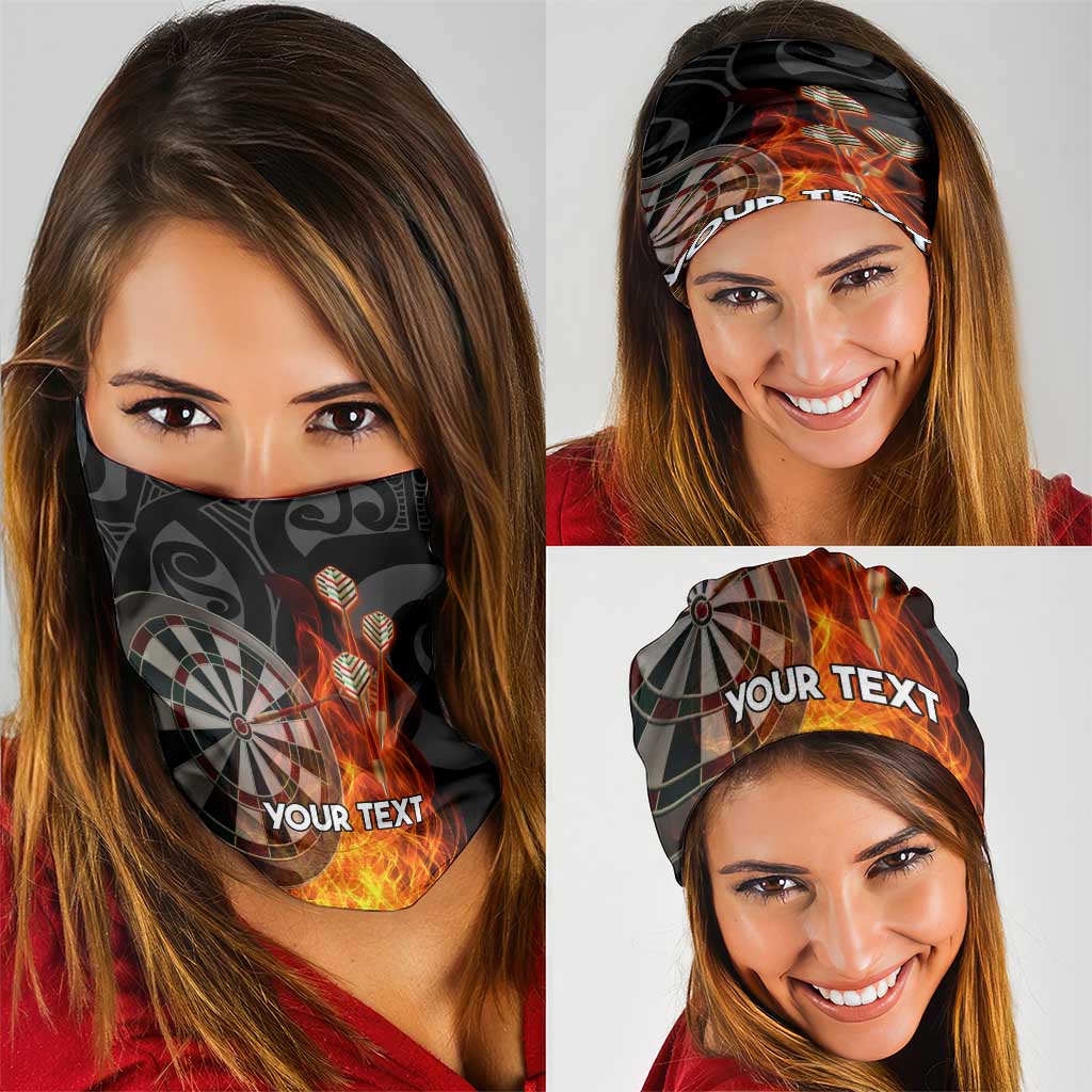 Personalised Aotearoa Darts Neck Gaiter Maori Koru Flaming Dartboard - Polynesian Pride