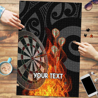Personalised Aotearoa Darts Puzzle Maori Koru Flaming Dartboard - Polynesian Pride