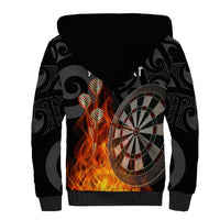 Personalised Aotearoa Darts Sherpa Hoodie Maori Koru Flaming Dartboard
